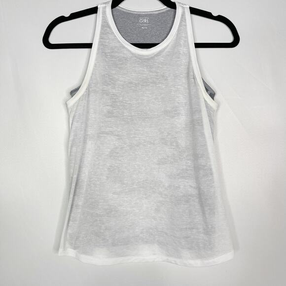 Athleta Girl XLarge 14 Tie Breaker Tank Top Camo Gray White Double Layer Active - Picture 1 of 14